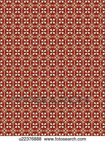 Clip Art - Red oval floral background pattern. Fotosearch