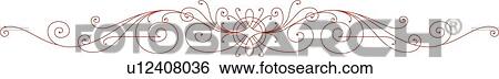 Clip Art - Red Swirl Design Ornament. Fotosearch