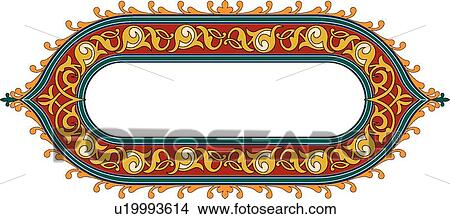 Red, yellow, and orange Arabesque oval header design View Large Clip Art Graphic Clipart - Red, yellow, and orange Arabesque oval header design. Fotosearch