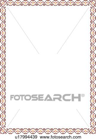 Clip Art - Red, yellow and orange fancy victorian Border. Fotosearch