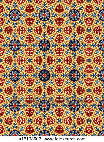 Clip Art - Red yellow blue star background pattern. Fotosearch
