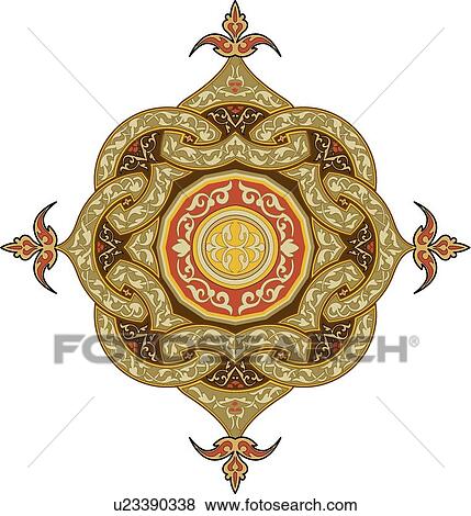 Red, yellow, brown and orange Arabesque Design with fleur de lis View Large Clip Art Graphic Clip Art - Red, yellow, brown and orange Arabesque Design with fleur de lis. Fotosearch