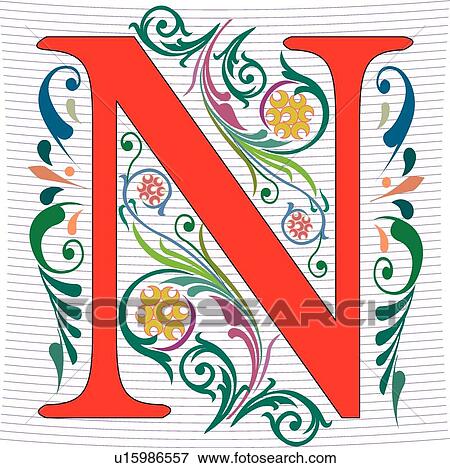 Clip Art - Regal letter N. Fotosearch