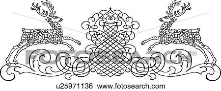 Clip Art - Reindeer Calligraphic Design. Fotosearch