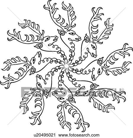 Reindeer Head Calligraphic Design View Large Clip Art Graphic Clipart - Reindeer Head Calligraphic Design. Fotosearch