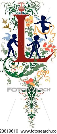 Renaissance letter L View Large Clip Art Graphic Clipart - Renaissance letter L. Fotosearch