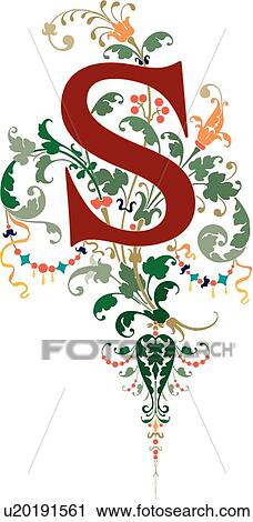 Renaissance letter S View Large Clip Art Graphic Clipart - Renaissance letter S. Fotosearch