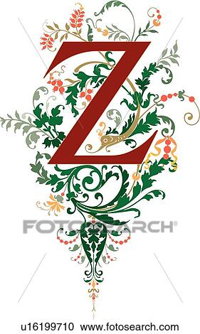 Renaissance letter Z View Large Clip Art Graphic Clipart - Renaissance letter Z. Fotosearch