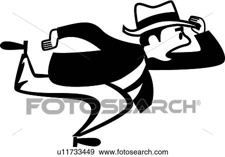 Clip Art - Retro businessman running. Fotosearch