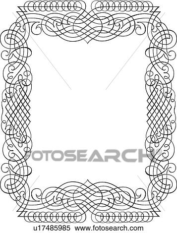 Retro Calligraphic Design Frame View Large Clip Art Graphic Clipart - Retro Calligraphic Design Frame. Fotosearch
