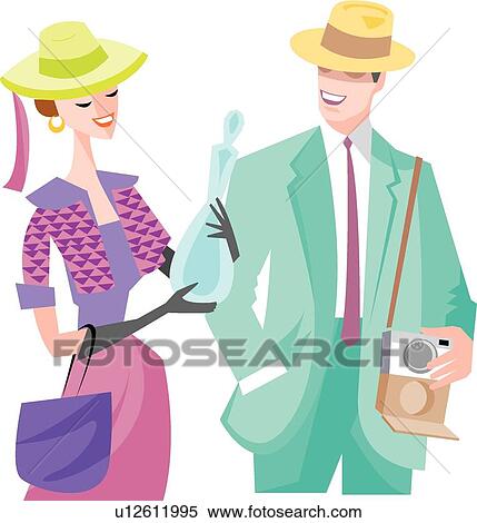 Retro Couple View Large Clip Art Graphic Clipart - Retro Couple. Fotosearch