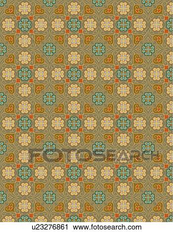 Clipart - Retro floral heart background pattern. Fotosearch
