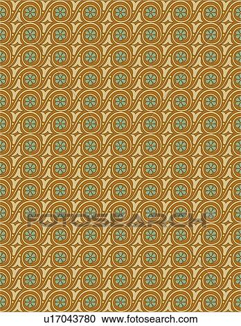 Clipart - Retro flower and circle background pattern . Fotosearch