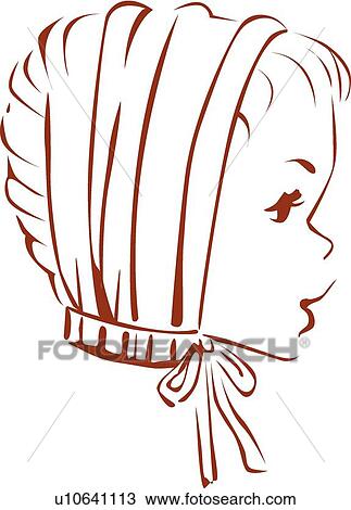 Clipart - Retro girl in bonnet. Fotosearch