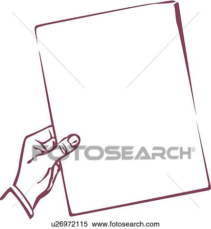 Clipart - Retro hand holding blank paper. Fotosearch