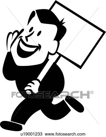 Retro man carrying sign View Large Clip Art Graphic Clipart - Retro man carrying sign. Fotosearch