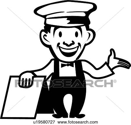 Clip Art - Retro man in overalls. Fotosearch