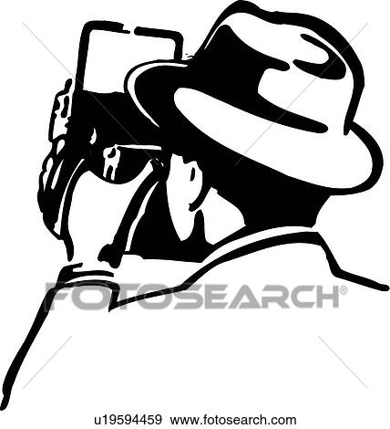 Clip Art - Retro man taking a picture. Fotosearch