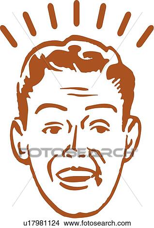 Clipart - Retro man thinking. Fotosearch