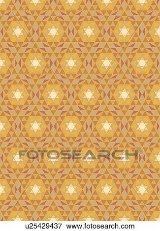 Clip Art - Retro polygon cream and orange background pattern. Fotosearch