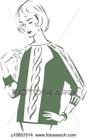 Clipart - Retro woman . Fotosearch