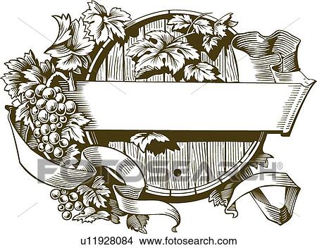 Ribbon over Barrel with Leaves and Grapes View Large Clip Art Graphic Clipart - Ribbon over Barrel with Leaves and Grapes. Fotosearch