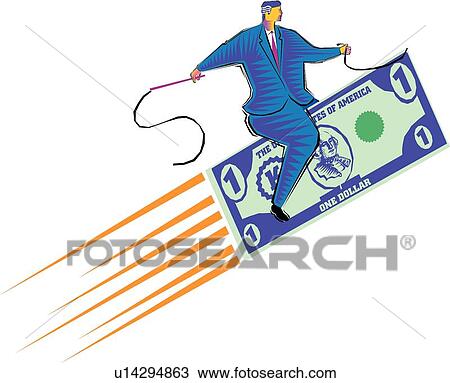 Riding the dollar View Large Clip Art Graphic Clipart - Riding the dollar . Fotosearch