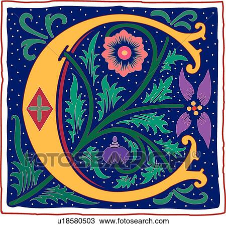 Romant Capital C View Large Clip Art Graphic Clipart - Romant Capital C. Fotosearch