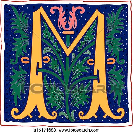 Romant Capital M View Large Clip Art Graphic Clipart - Romant Capital M. Fotosearch