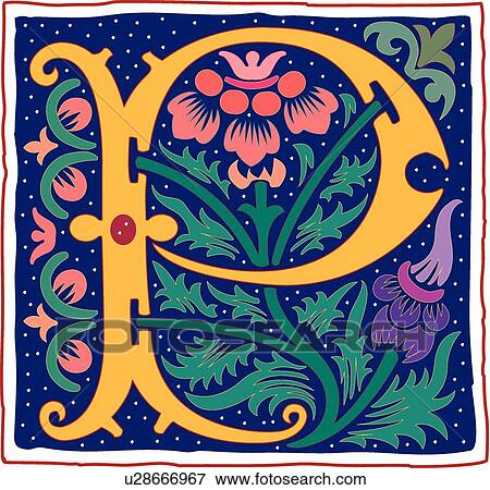 Clip Art - Romant Capital P. Fotosearch