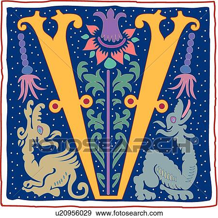 Romant Capital V View Large Clip Art Graphic Clip Art - Romant Capital V. Fotosearch