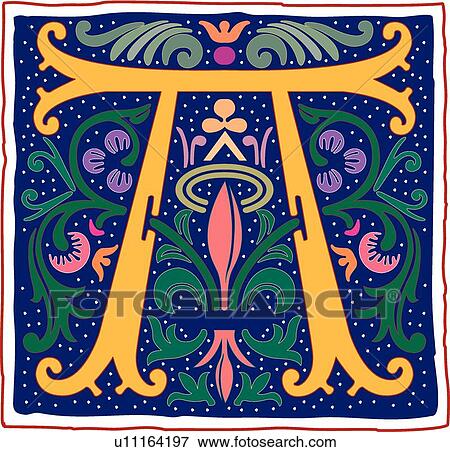 Clip Art - Romant letter A. Fotosearch