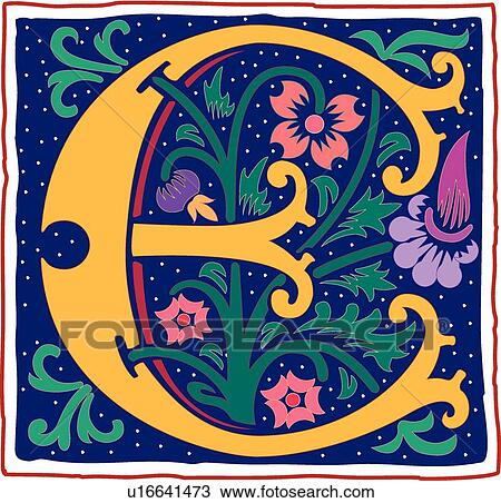 Clipart - Romant letter E. Fotosearch