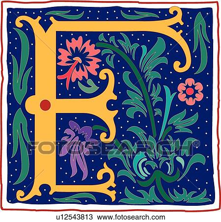 Romant letter F View Large Clip Art Graphic Clipart - Romant letter F. Fotosearch