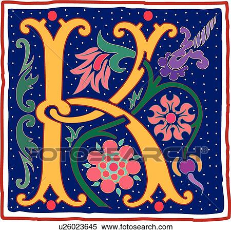 Clipart - Romant letter K. Fotosearch