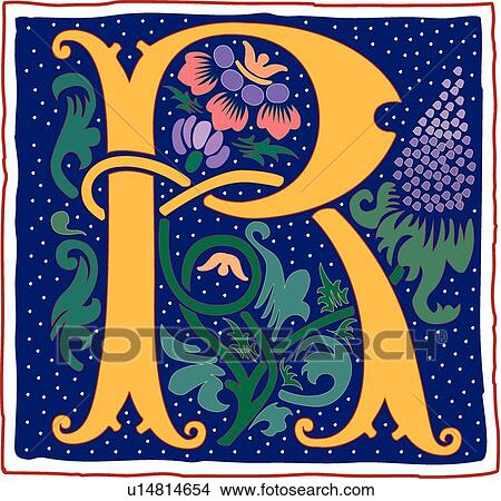 Clipart - Romant letter R. Fotosearch