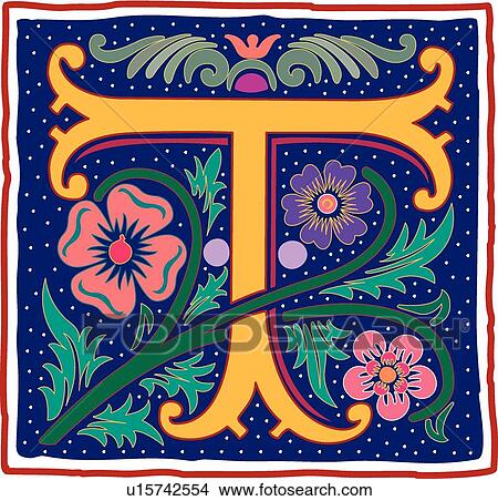 Clipart - Romant letter T. Fotosearch