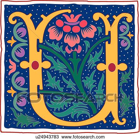 Romant letter U View Large Clip Art Graphic Clipart - Romant letter U. Fotosearch