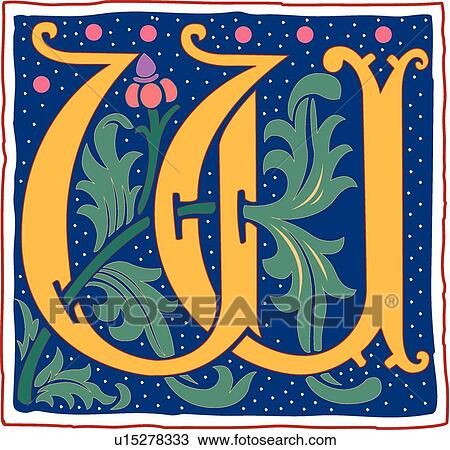 Romant letter W View Large Clip Art Graphic Clipart - Romant letter W. Fotosearch