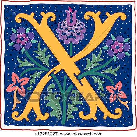 Romant letter X View Large Clip Art Graphic Clip Art - Romant letter X. Fotosearch