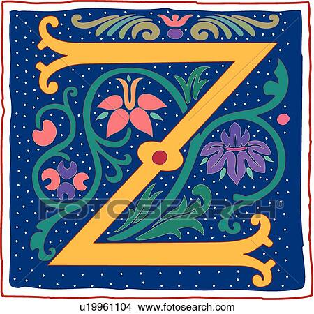 Romant letter Z View Large Clip Art Graphic Clipart - Romant letter Z. Fotosearch