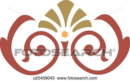 Rose and brown design with swirls View Large Clip Art Graphic Clipart - Rose and brown design with swirls . Fotosearch