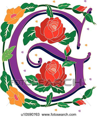 Clipart - Rosette Capital G. Fotosearch