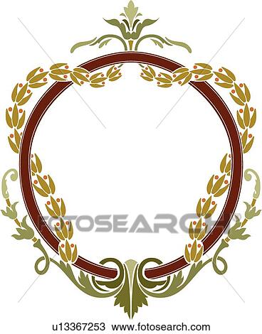 Round Brown Frame with Vine of Leaves View Large Clip Art Graphic Clipart - Round Brown Frame with Vine of Leaves. Fotosearch