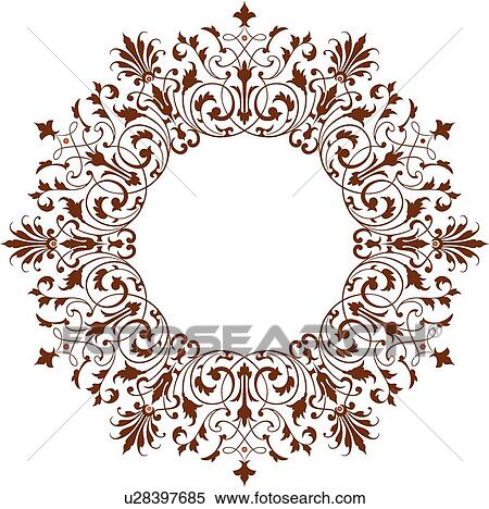 Round brown leaf Frame View Large Clip Art Graphic Clipart - Round brown leaf Frame. Fotosearch