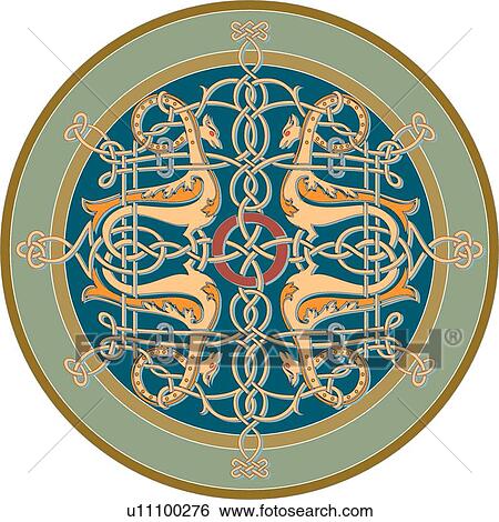 Round Design Ornament with animal pattern View Large Clip Art Graphic Clip Art - Round Design Ornament with animal pattern. Fotosearch