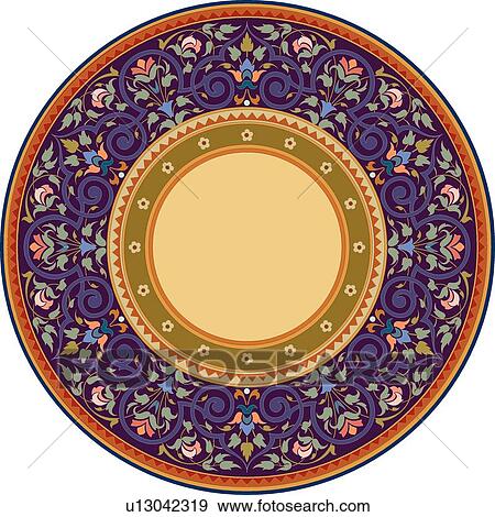 Round Floral Design Ornament View Large Clip Art Graphic Clip Art - Round Floral Design Ornament. Fotosearch