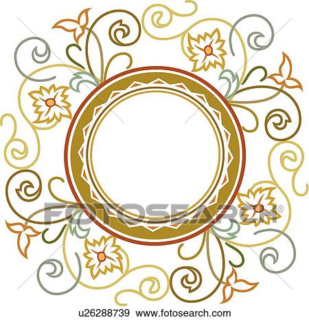 Clip Art - Round Floral Frame. Fotosearch