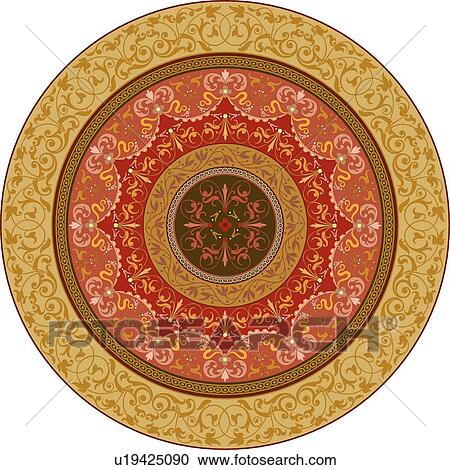 Round Gold and Red Pattern Design Ornament View Large Clip Art Graphic Clipart - Round Gold and Red Pattern Design Ornament. Fotosearch
