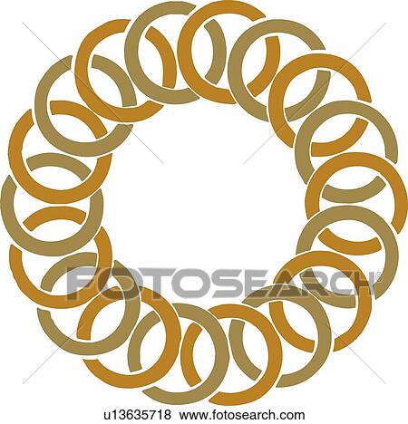 Clip Art - Round Green and Gold Link Frame. Fotosearch